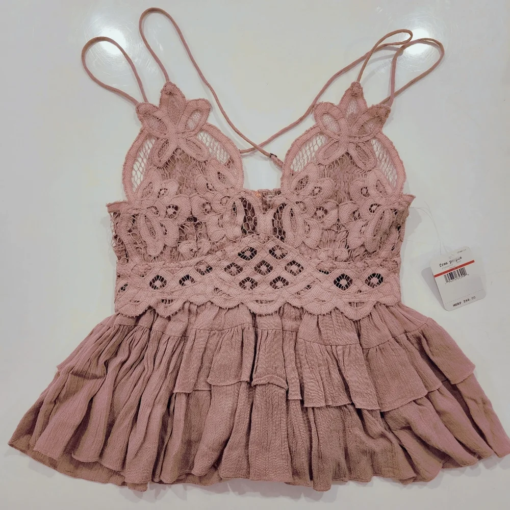 Sale! Free People Adella Cami Top Dusty Mauve Small - Picture 4 of 8